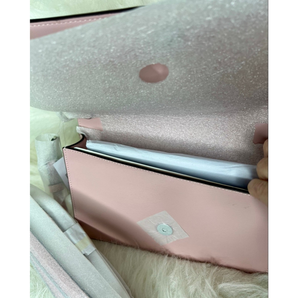 Women's Kate Spade Pink Textured Patent Madison Medium Flap Crossbody Bag - Picture 9 of 14